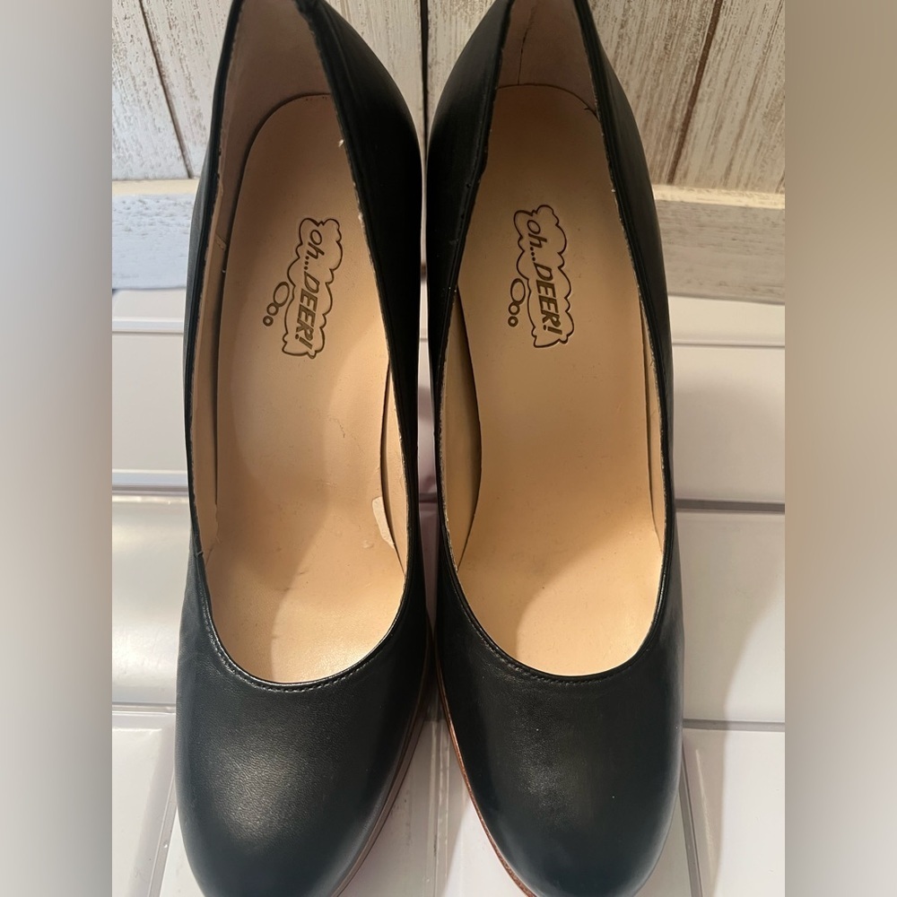 Oh deer Marylin Elegant Black Leather Heels - Picture 6 of 9